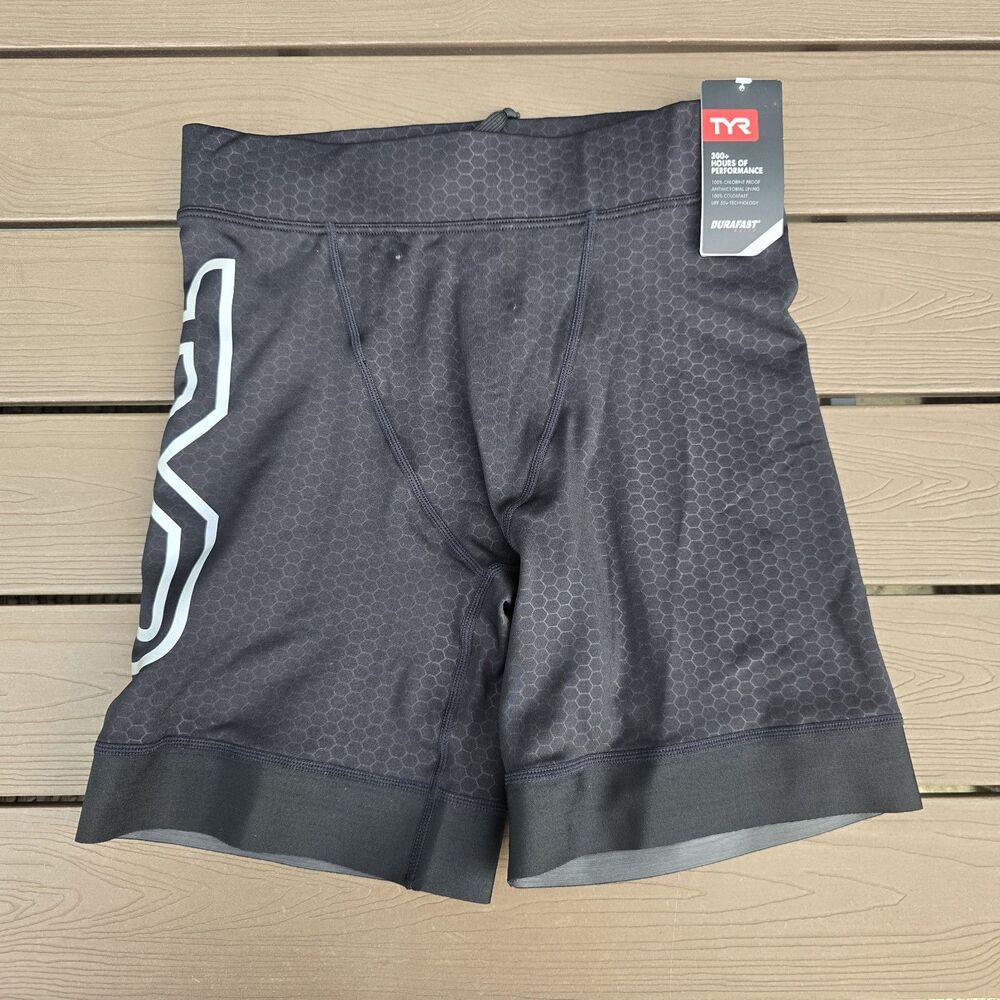 TYR Men’s Duragast Elite 6.5  Hexa Grey/Black Logo Workout Jammer Sz 32 New